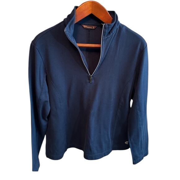 Tommy Bahama Tops - Tommy Bahama half zip pullover, women’s XL navy blue, cotton polyester blend